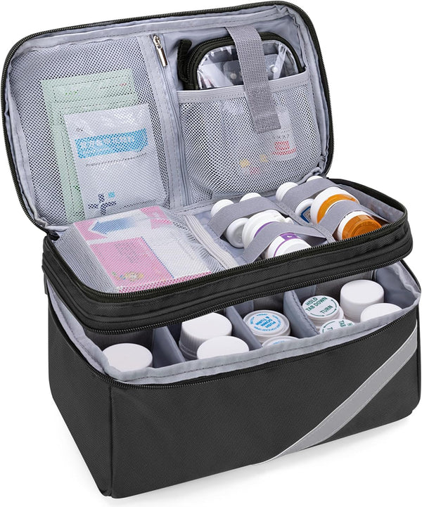 Trunab Medicine Storage and Organizer Bag Empty, Pill Bottle Organizer with Portable