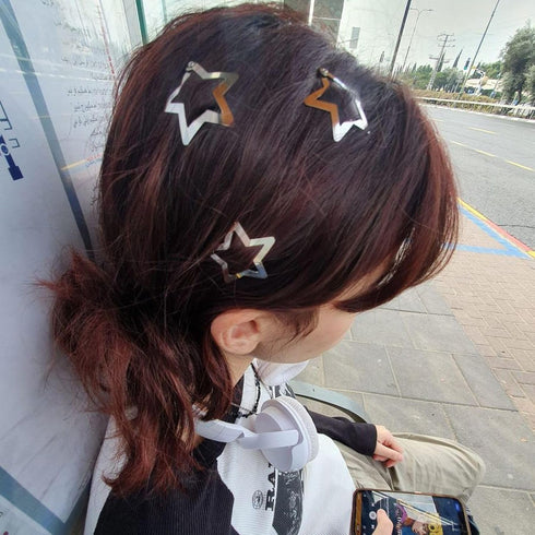30 PCS Star Hair Clips, Non Slip Snap Hair Barrettes, 2000s Y2K Silver Metal Hair Accessories for Girls Women