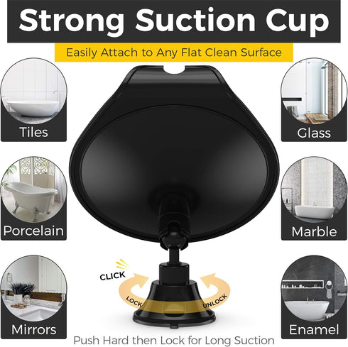 HONEYBULL Fogless Shower Mirror for Shaving, Suction Razor Holder, Small Bathroom Accessories