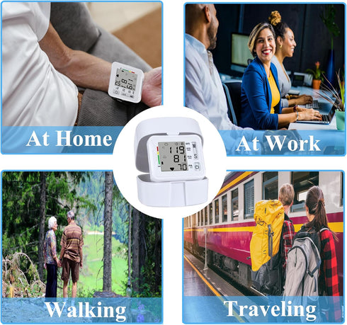 Electronic Blood Pressure Monitor, Wrist BP Monitor with 2x99 Reading Memory for Adults, Carrying Case for Home Use