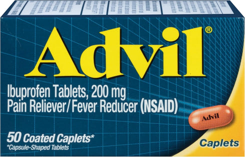 Advil Pain Reliever and Fever Reducer, Ibuprofen 200mg for Headache, Backache, and Joint Pain Relief - 50 Caplets