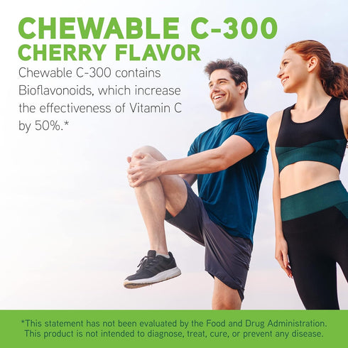 DaVinci Labs Chewable C-300 - Vitamin C Supplement for Immune Health, Cholesterol & Collagen Production - 90 Vegetarian