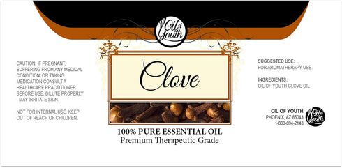 Oil of Youth Essential Oils - Clove Essential Oil 4 oz Clove Oil for Tooth Ache Ease, Clove Bud Essential Oil for Teeth, Gums, Toothache, Skin - Clove Oil - Essential Oil of Cloves for Toothache Ease