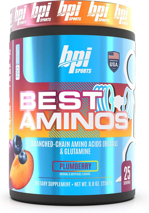 BPI Sports BCAA Powder - Best Aminos Post Workout Recovery Drink with Glutamine, 25 Servings, Plumberry Flavor