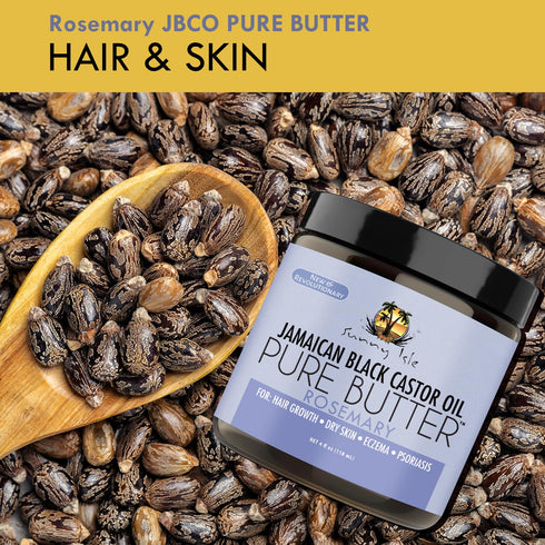 Sunny Isle Rosemary Jamaican Black Castor Oil Pure Butter 4oz - Stimulates Hair Growth & Moisturizes Hair & Skin
