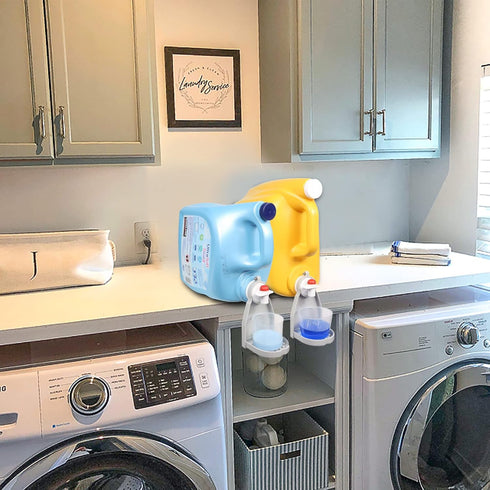 Detergent Cup Holder Set of 2, Besuerte Tidy Cup Laundry Drip Catcher, Durable, No-Fall, No Drips or Spills (Grey)