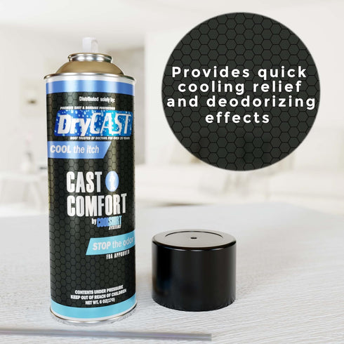 Cast Comfort Itching and Odor Relief Spray, Cools and Relieves Itchy Cast, Blue
