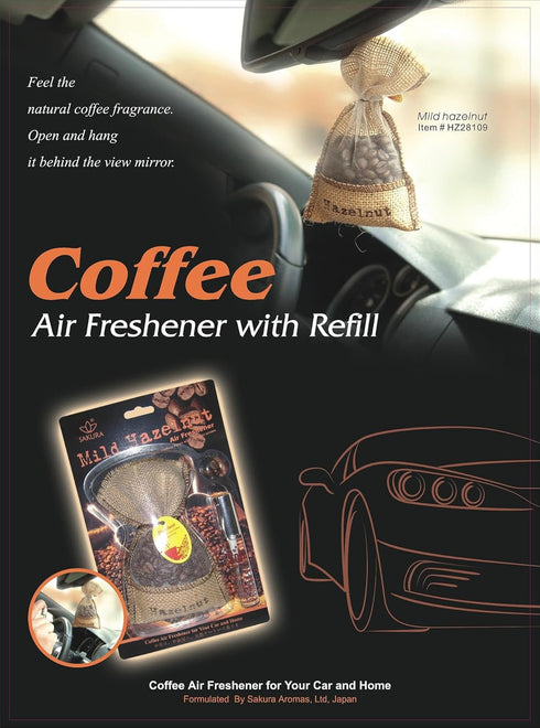 Sakura Mild Hazelnut Coffee Air Freshener Beans | Scent Refill Spray Bottle with 100% Colombia Coffee Scent