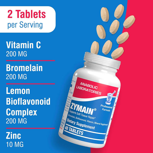 Bromelain Supplement for Soft Tissue Injuries - 40 Tablets - Soft Tissue Support with Vitamin C, Zinc, Bioflavonoids