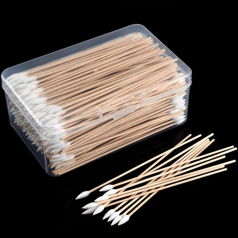 Norme 6 Inch 500 Pcs Long Cotton Swabs with Wooden Handles for Cleaning and Makeup