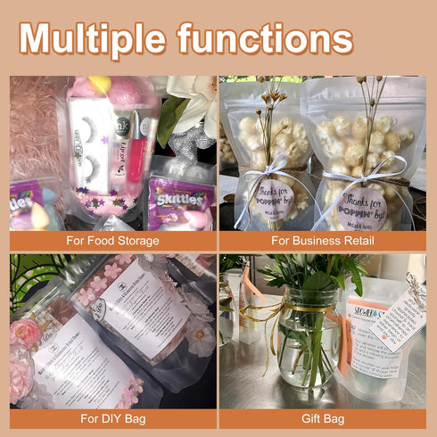 SumDirect 50Pcs Matte Frosted Zipper Resealable Stand Up Drink Bags, 4.3x6.7inches - Snack Food Tea Packing Drinking