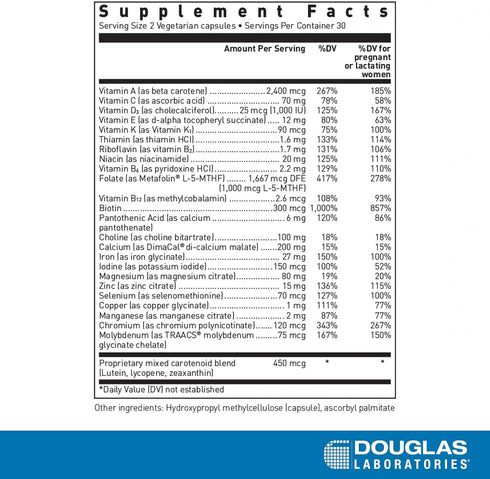 Douglas Laboratories Prenatal, Essential Vitamins and Minerals for Maternal Health, 60 Capsules