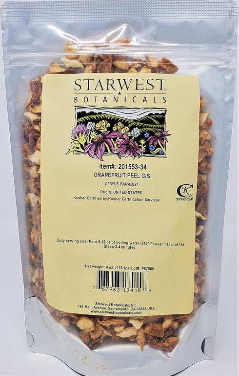 Starwest Botanicals Grapefruit Peel Cut & Sifted, 4 Ounces