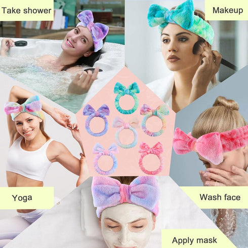WSYUB Skincare Headband, Tie Dye Color Microfiber Headband for Washing Face, Gift for Teen Girls, 6pcs