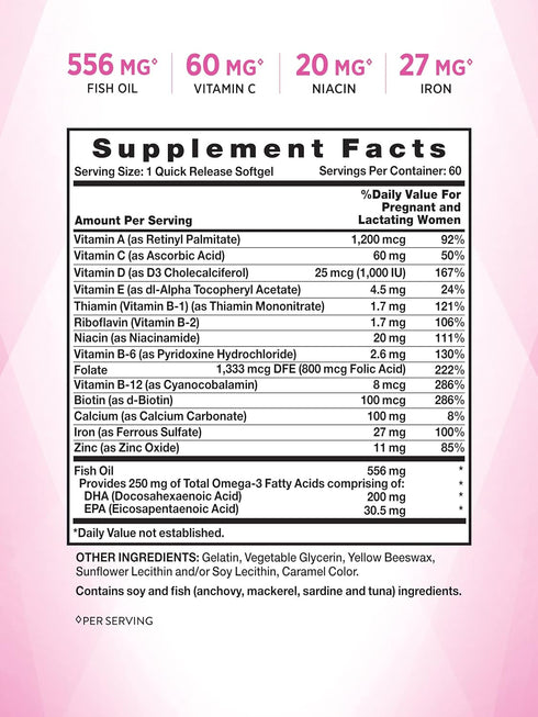 Nature's Truth Prenatal Vitamins with DHA and Folic Acid | 60 Softgels | Non-GMO & Gluten Free Supplement