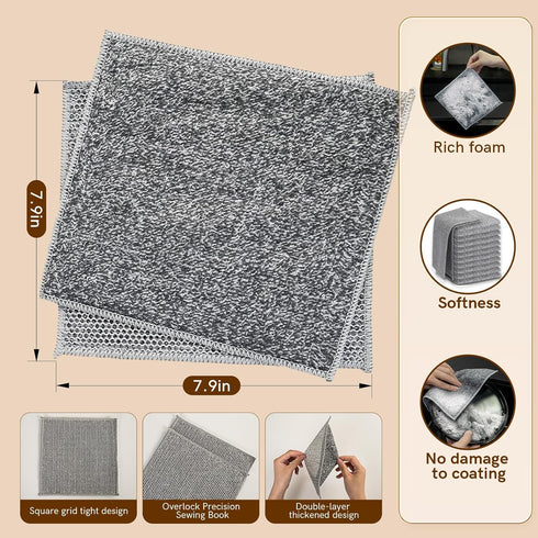 puretor 12Pcs 2-LayerNonScratch New Upgrade Wire Dishcloth, WireDishwashing Rag, Non-Scratch Wire DishwashingRagsfor