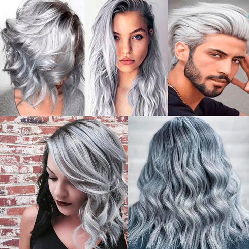 Silver Gray Hair Color Wax, 4.23 oz, Temporary Hairstyle Cream for Party, Cosplay, Daily Use