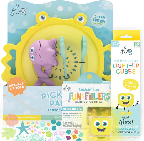 Glo Pals Fine Motor Tools Sensory Play Pack Bundle with Pick-Up Pals