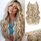 MORICA Invisible Wire Hair Extensions - 20 Inch Halo Long Wavy Synthetic Hairpiece for Women (Ash Blonde Mixed Light