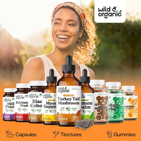 Immune 4 oz Wild & Organic Turkey Tail Mushroom Tincture - Support Drops with Turkey Tail Extract - Liquid Mushroom