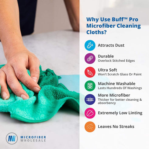 12 Pack MW Pro Multi-Surface Microfiber Cleaning Cloths | Gray | Premium Towels for Cleaning Glass, Kitchens,