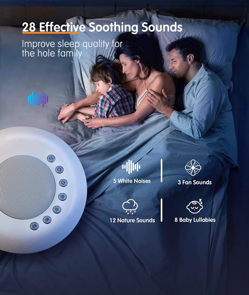 Machine,28 32 3 FamiSym White Noise Sound Soothing Natural Sounds Level Volume Timer Memory Function,Rechargeable