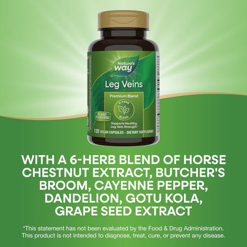 Nature's Way Leg Veins - Supports Healthy Leg Vein Strength with 6-Herb Blend, Horse Chestnut Extract, Dandelion -