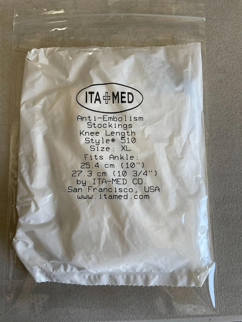 ITA-MED Anti-Embolic Knee Highs Stockings, Light Compression Socks (18 mmHg) for Varicose Veins, X-Large