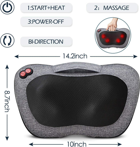 VIKTOR JURGEN Back Massager - Neck Massager with Heat, Electric Shiatsu Pillow for Full Body Muscle Relief