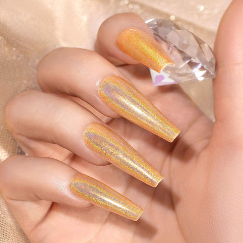 RARJSM Holographic Nail Polish - Shimmer Gold Gel Polish, Unicorn Effect Nail Art Colors, 7.5ML Curing Required