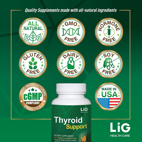 LIG Health Care 60 LIG Thyroid Support-Natural Herbal Supplement for Goiter & Hashimoto's - Hormone Balance