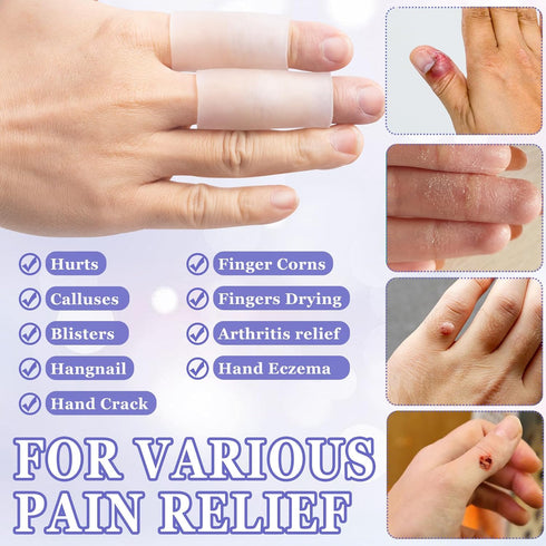 PAGOW 6pcs Silicone Finger Sleeves, Gel Finger Cots for Arthritis, Trigger Finger Pain Relief, Finger Support Protectors
