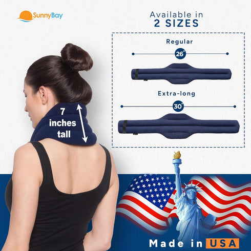 SunnyBay Microwave Heating Pad - Microwavable Heated Neck and Shoulder Wrap, Hands-Free Hot or Cool Pack, Navy