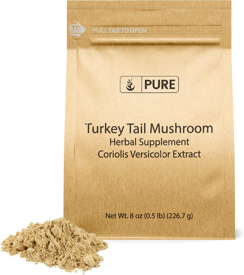 PURE ORIGINAL INGREDIENTS Turkey Tail Mushroom, 8 oz, Non-GMO, Trametes Versicolor