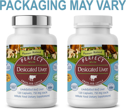 Immunity Perfect Supplements Desiccated Beef Liver Capsules Grass Fed Supplement -Natural Source of Protein, Iron