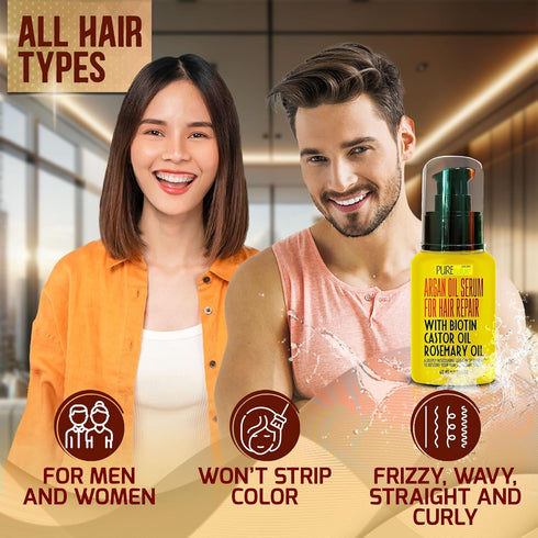 Moroccan Argan Oil Hair Serum, Rescue Frizzy and Damaged Locks, Hydrating Anti Frizz Products for Curly and Straight
