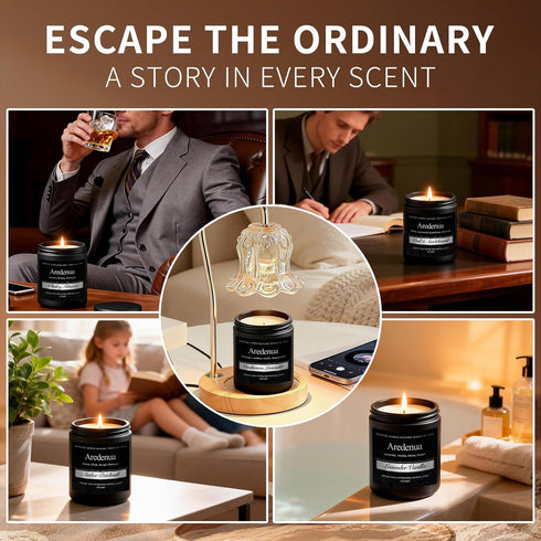 Set 4 Pack Set Mens Candle Manly Candles for Men, Soy Candles for Home Scented, Masculine Candle Gift - Includes