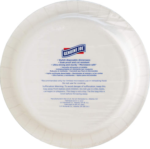 Genuine Joe Printed Paper Plates, 10" Diameter, Pack of 125