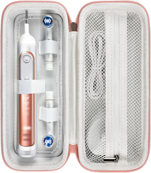 Toothbrush Travel Case for Oral-B Pro 1000, 2000, 3000, 3500, 1500, Philips Sonicare with Mesh Pocket for Accessories -