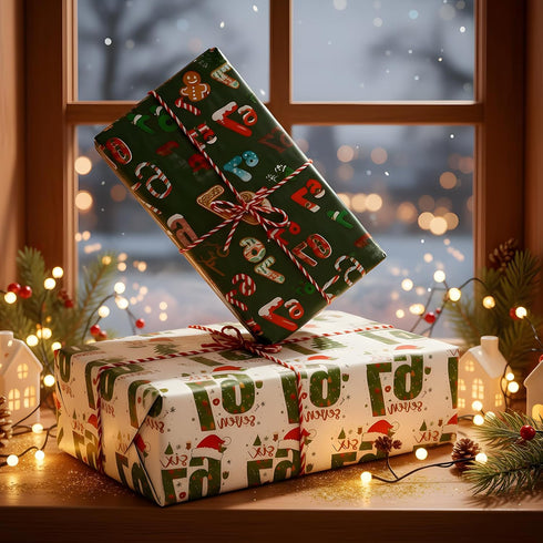 ZHLKHIOP 2 6 7 67 2 Pcs Christmas Wrapping Paper, Meme Christmas Gift Wrap, White and Green Holiday Wrapping Paper