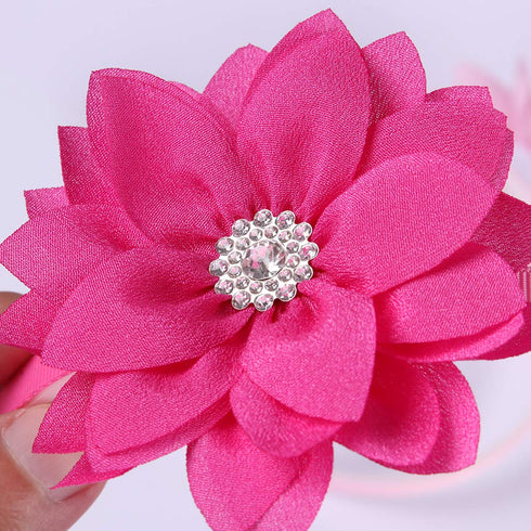 WANYU 10 Pcs Flower Bow Headbands for Girls, Toddler Chiffon Floral Hair Bands, Cute 3.5 Inch Bow Headpiece