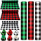 Whaline 120 Ft x 32 inch Christmas Cellophane Wrap Roll, Rustic Buffalo Plaid for Gift Basket and DIY Crafts