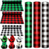 Whaline 120 Ft x 32 inch Christmas Cellophane Wrap Roll, Rustic Buffalo Plaid for Gift Basket and DIY Crafts