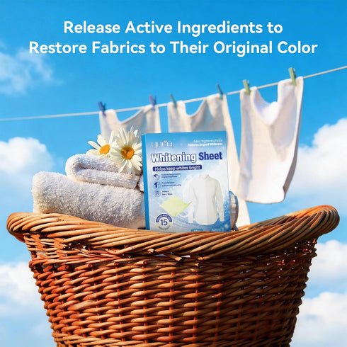 YUOC 15 Count, Laundry Whitener Sheets Whitening Sheets, Eco-Friendly Laundry Bleach, Effectively Remove Yellowing From