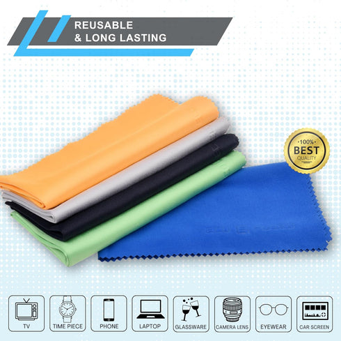Eco-Fused Microfiber Cleaning Cloth, 12x12 Inch, Pack of 20 Large Cloths for Electronics and Monitors