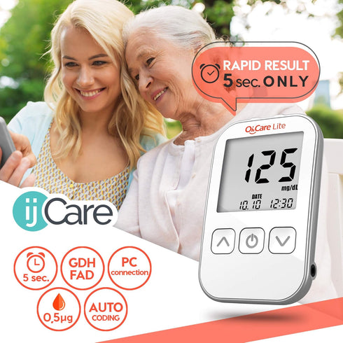 Oh’Care Lite Blood Sugar Testing Monitor – Glucose Test Strips, Lancets, Control Solution for Diabetic Supplies