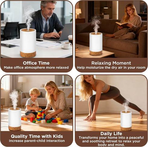 SUMAMAVIA 150ML 7-Color BedroomLight Essential Oil Diffuser, Small Portable Aromatherapy Diffuser, Home Fragrance Aroma
