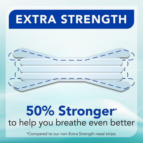 Extra-Strength Nasal Breathing Strips Clear, 50 ct, Instant Nasal Congestion Relief, Stops Snoring, Cold & Allergy
