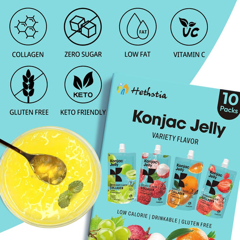 Pack, (20-Pack Hethstia Konjac Bundle Shirataki Rice & Collagen Konjac Jelly Variety Low Carb, Sugar-Free