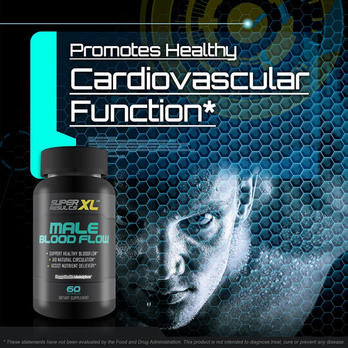 Male Blood Flow Support Supplement Super Results XL - Best Blood Circulation Supplements for Men to Promote Blood